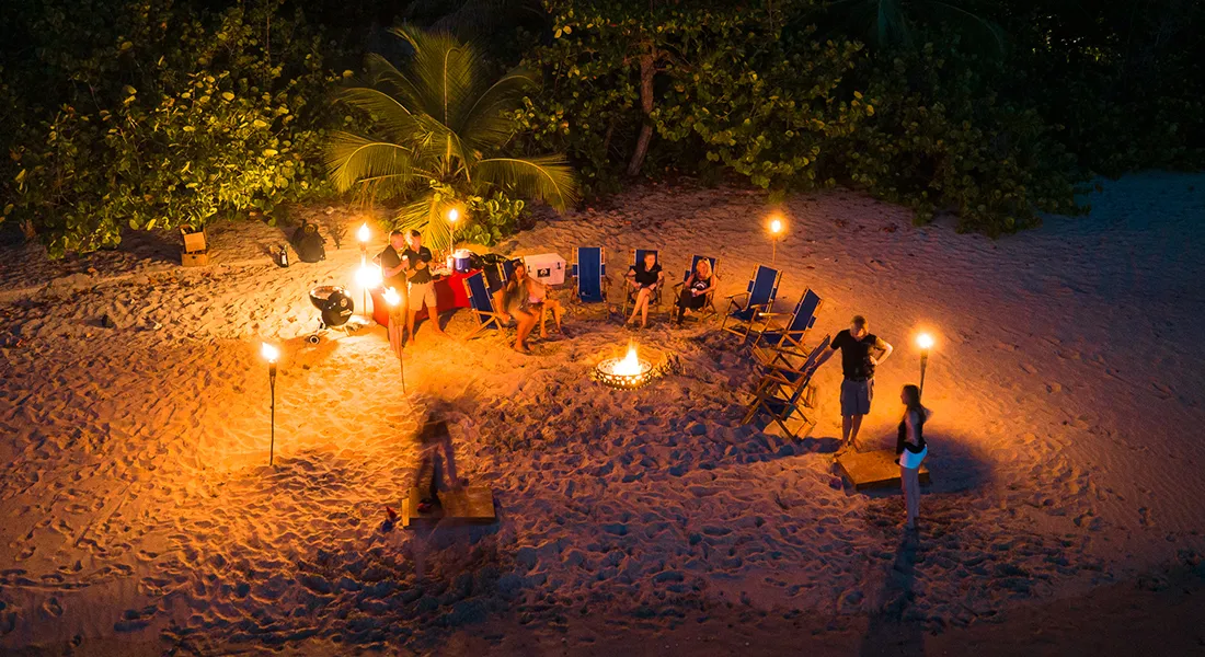 Beach bonfire BVI yacht charter